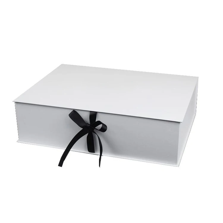 Custom Luxury White Magnet Flap Clothing Paper Box Foldable Magnetic ...
