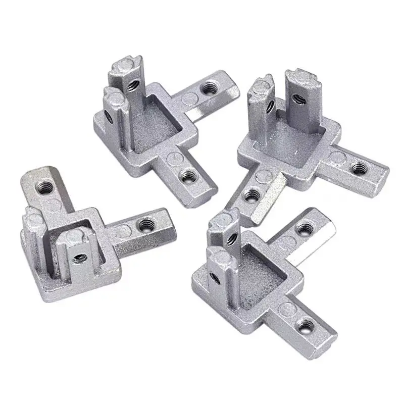 Lot de 20 connecteurs d'extrusion en aluminium 2020 à 3 voies - Noir - Fente en T - Support de joint d'angle intérieur en forme de L pour profil d' extrusion en aluminium
