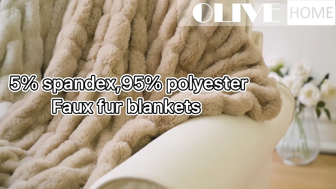 Fluffy Scrunch Warm Elastic Spandex Tie Dye Rabbit Mink Blanket Luxury