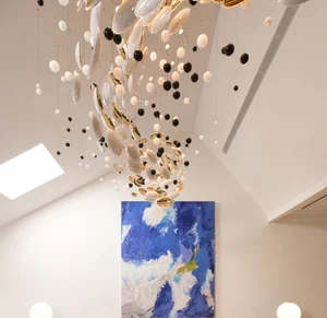 ECOJAS Customizable Hotel Lobby Modern Art Deco Glass Crystal Big Luxury Led Ceiling Chandelier Lighting