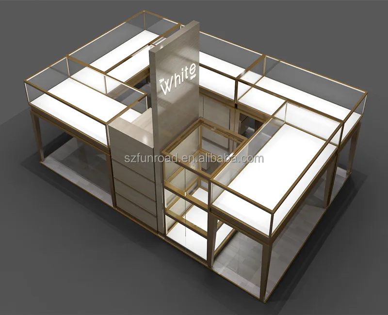 Luxury Shopping Mall Jewelry display kiosk Design / Jewelry Showcase Display for retail store