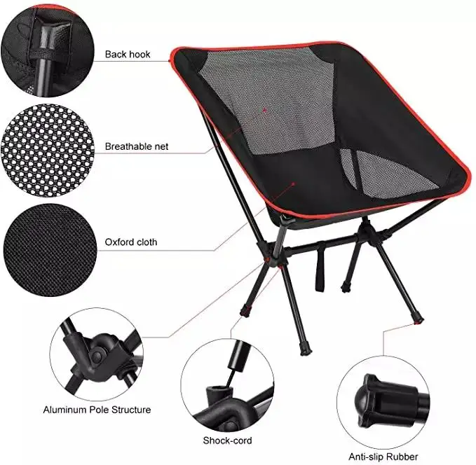 Folding Portable Lightweight Aluminum Foldable Camping Chairs Outdoor Moon Camping Chair Outdoor Beach Folding Chair
