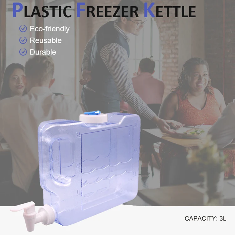 Custom Rectangle 3-Litre Leakproof BPA-Free Plastic Kettle Jug High Quality Reusable Freezer Water Tank with Handle and Spigot