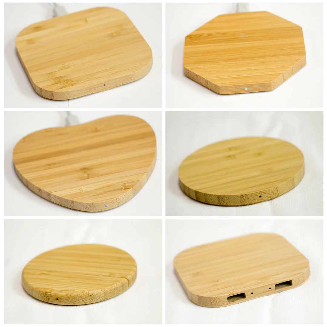 Customized Logo Portable Qi Compatible 5w Fast Charge Bamboo Wooden ...