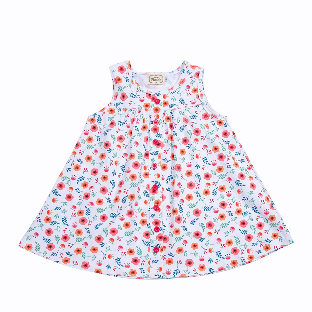 Туники для девочек с цветочным принтом на заказ, детская туника на пуговицах, детская блузка без рукавов