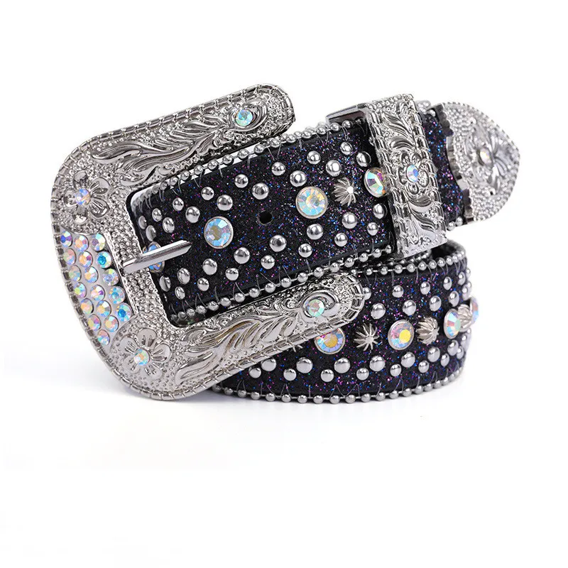 Shinning Luxury Crystal Rhinestone Belts Men Women Unisex Diamond ...