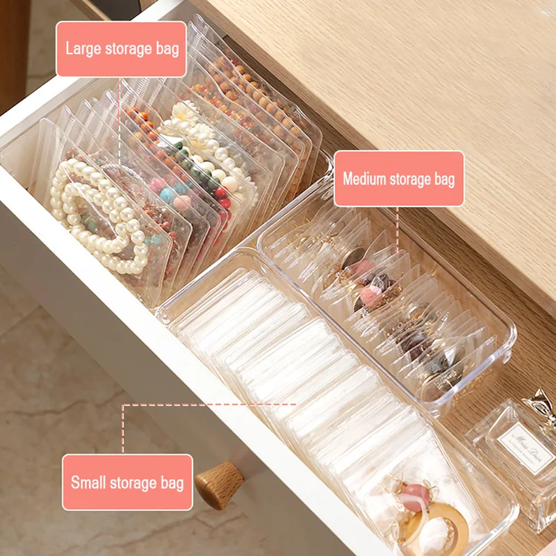 Transparent Self Sealing Adhesive Pouch PVC Bag Jewelry Storage Book Plastic Storage Bags Reusable Zipper Bag