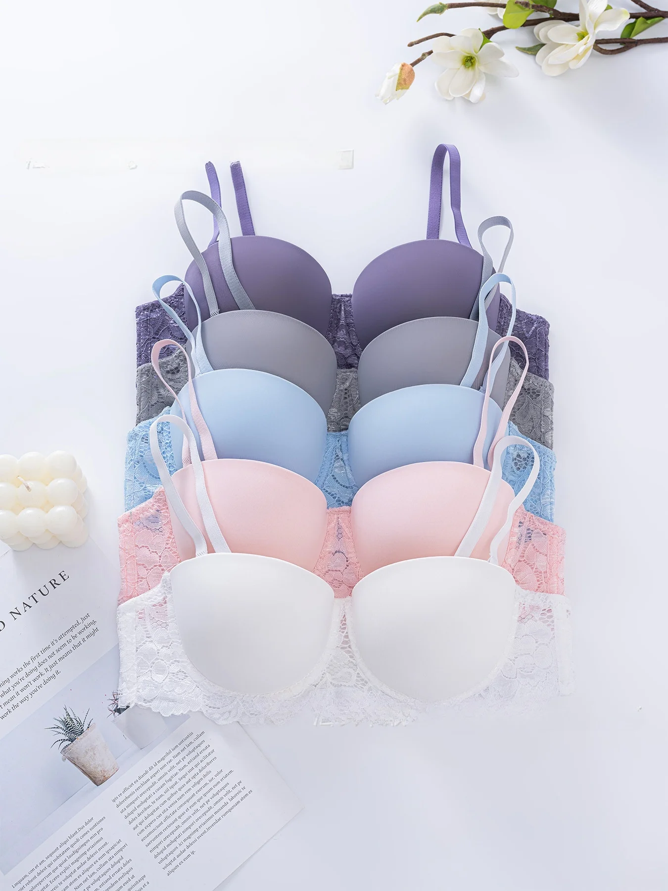Lace Full-Cup Underwire Push-Up Bra (003) product reference view 5