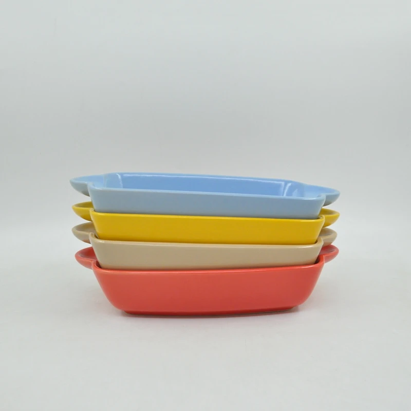 Sample Available Eco Friendly Feature and Oven Dish Plates Dinnerware Baking Tray Oven Bakeware Set Type Stoneware Ceramic Baking Tray