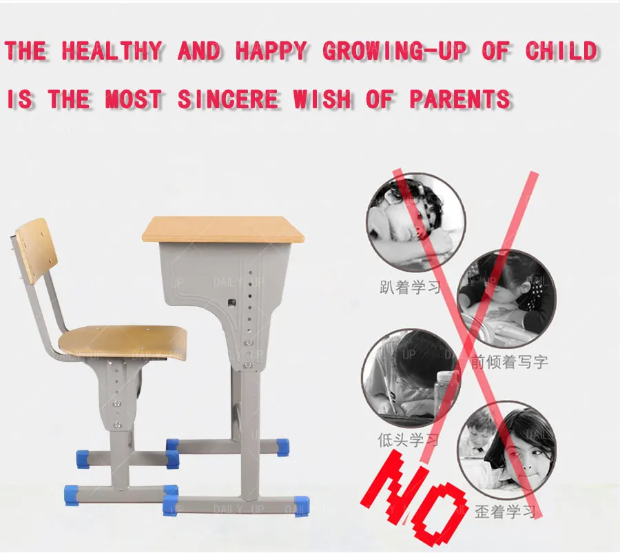 Wooden Cheap school Desk and chair Study Single adjustable Classroom Desk and Chair