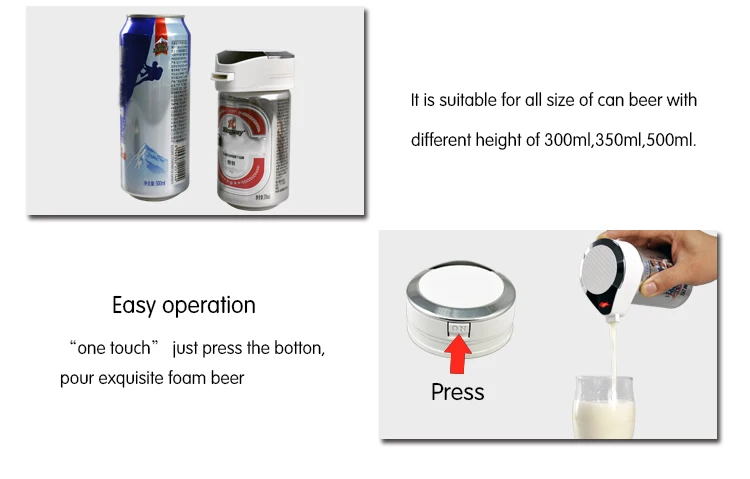 Ultrasonic Type One Touch Micro Beer Foaming Portable Beer Server for Can & Bottles Beer manufacture