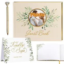 Nicro Custom Luxury Guest Scrapbook/Guestbook Hot Selling Hardcover Linen Fabric Cover Wedding Memory Photo Music Letters Fairy