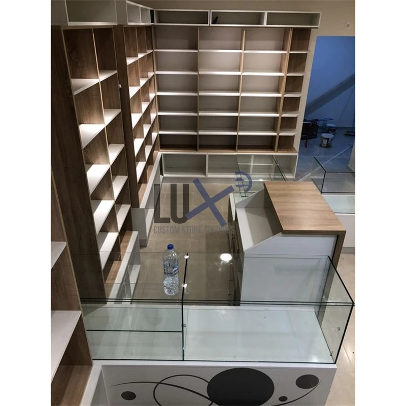 Custom Made Supermarket Shelves Steel Wood Shelves Retail Display Rack For Convenience Store