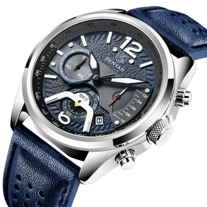Montre Homme Stylish Sport Leather Waterproof Wristwatch Chronograph Watches Men's Fashion Big Watch