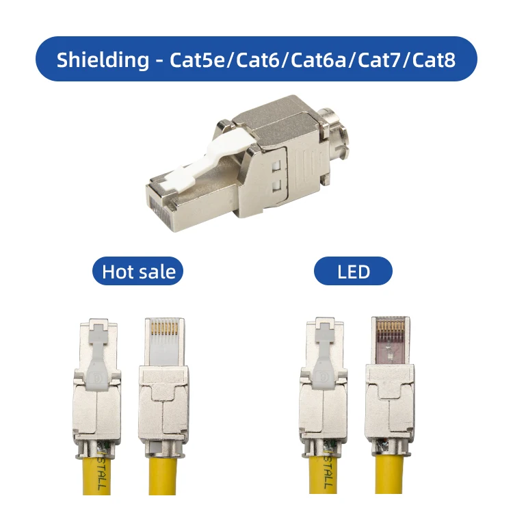 Network Stp Cat7 Cat8 Tool Free Rj45 Connector Shielded Cat5e
