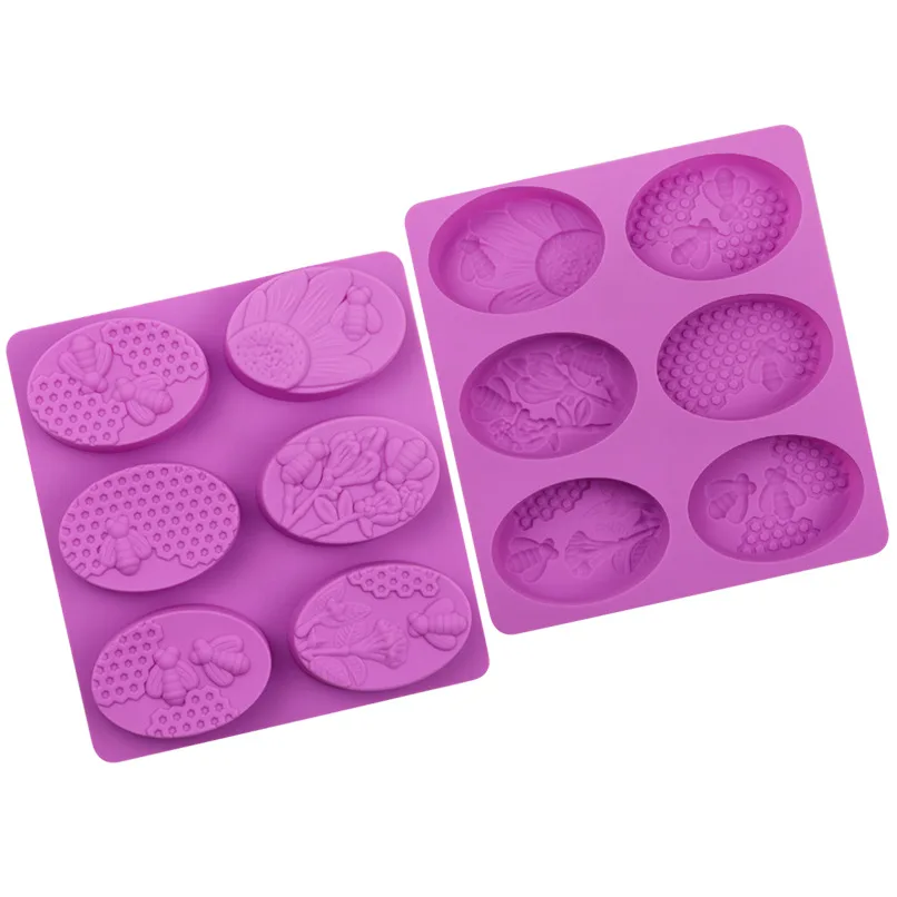 New Style 6 Cavity Oval Soap Mold Silicone Molds for Soap Making