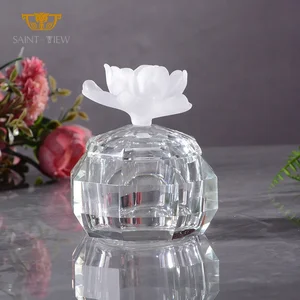 Modern Luxury Handmade Flowers Fancy Crystal Glass Sundries Jewelry Sandalwood OUD Chocolate Storage Candy Jar With Lid