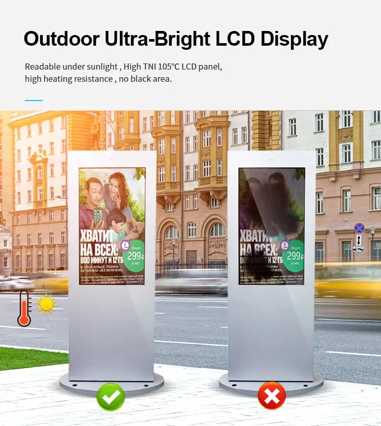 Petrol Station Digital Totem Display Lcd Advertising Screen 43 Inch Floor Stand Kiosk Outdoor Software