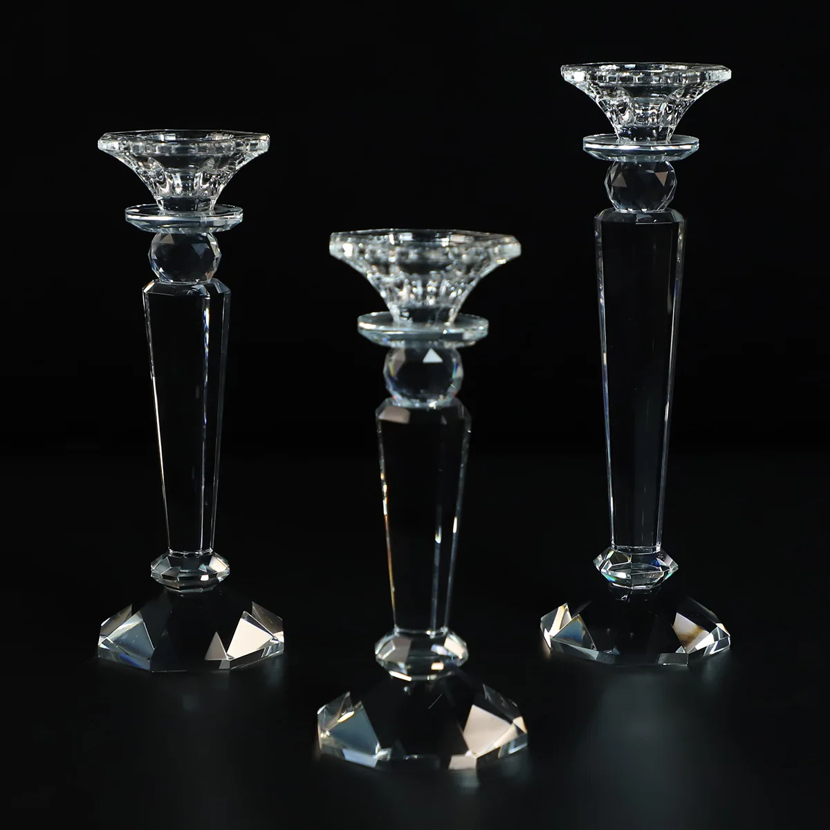 Candle holder crystal glass candlestick crystal pillar holder candles jars for dinning party table wedding decoration