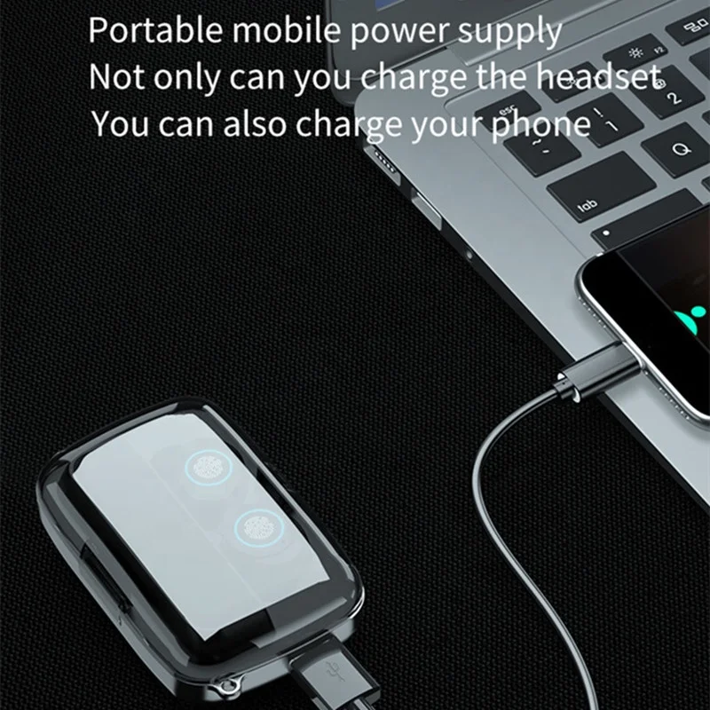 2021 Новое поступление, беспроводные наушники M18 с HD светодиодным дисплеем, мощность 3300 мАч для зарядки мобильного телефона