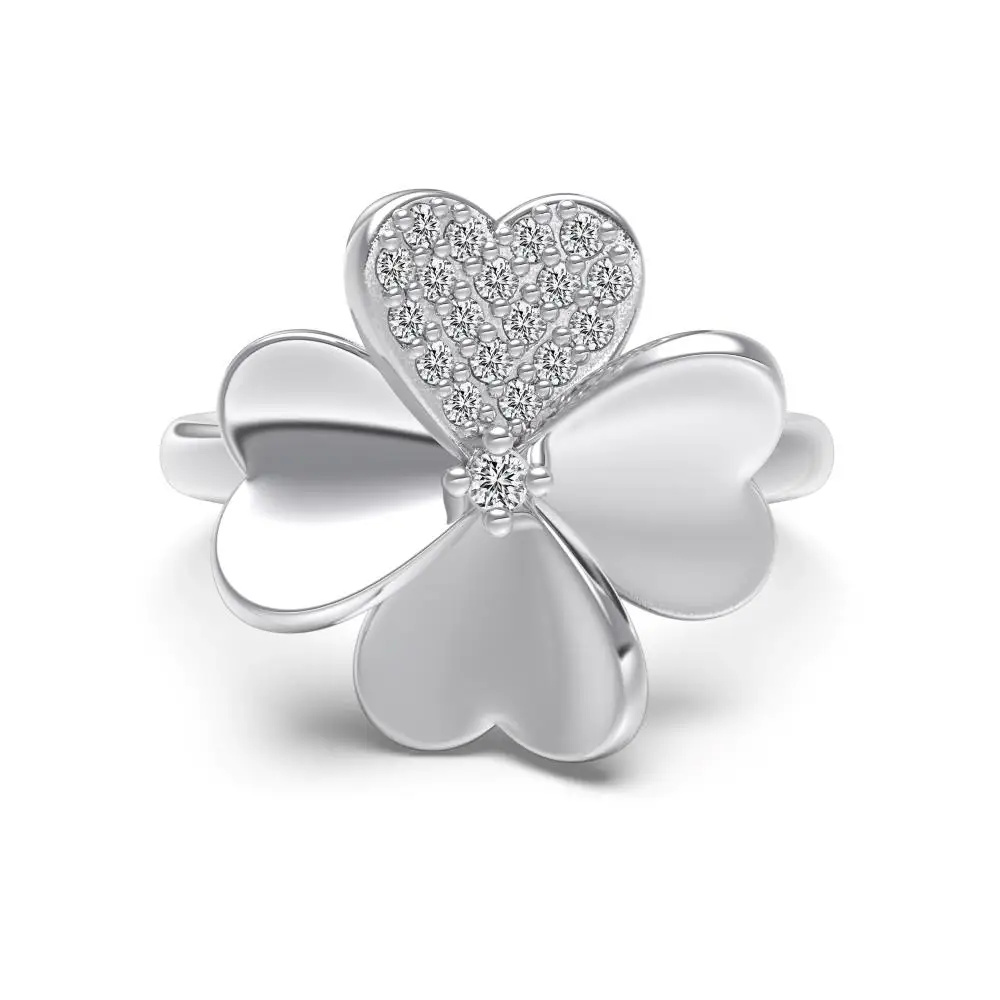 KAKODIY Luxury Women's Jewelry Ring Engagement Wedding 925 Sterling Silver Four Leaf Clover Flower Ring detail 6