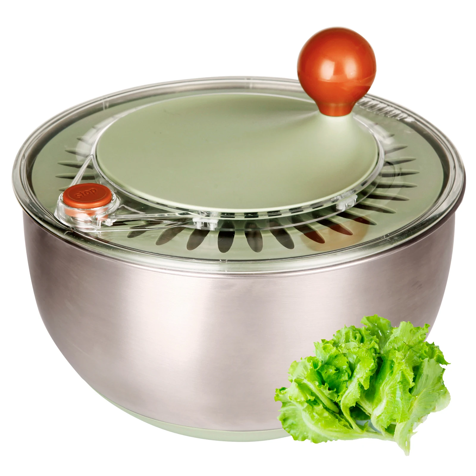 Salad Spinner Stainless Steel Large,Vegetable Washer With 4l Bowl