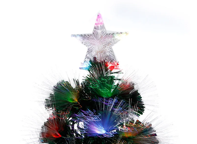 Wholesale New Xmas Ornaments PVC Green Artificial Led Fiber Optic Christmas Tree With Lights