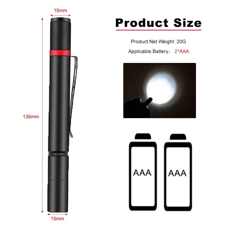 Medical LED Pen Light With Pupil Gauge MOQ 20PCS
