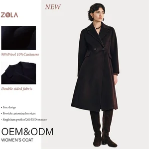 Handmade Winter Casual Women's Cashmere Wool Coat with Button Closure Woven Fabric Elegant Blend Design