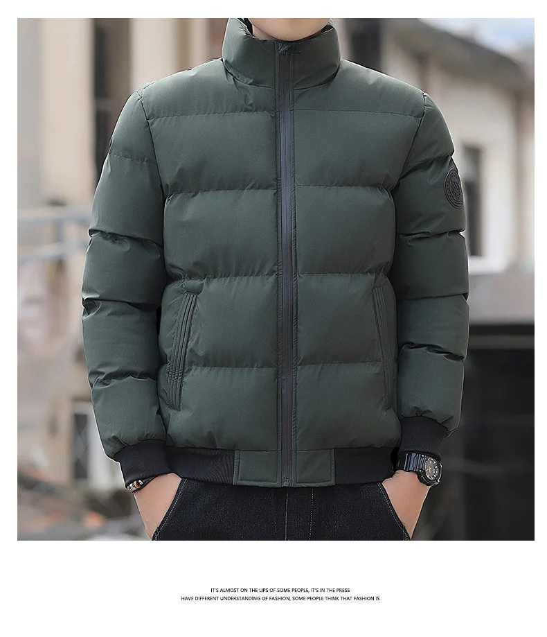 Men's Puffer Jacket Stand Collar Cotton Winter Warm Coat Slim_voghion.com