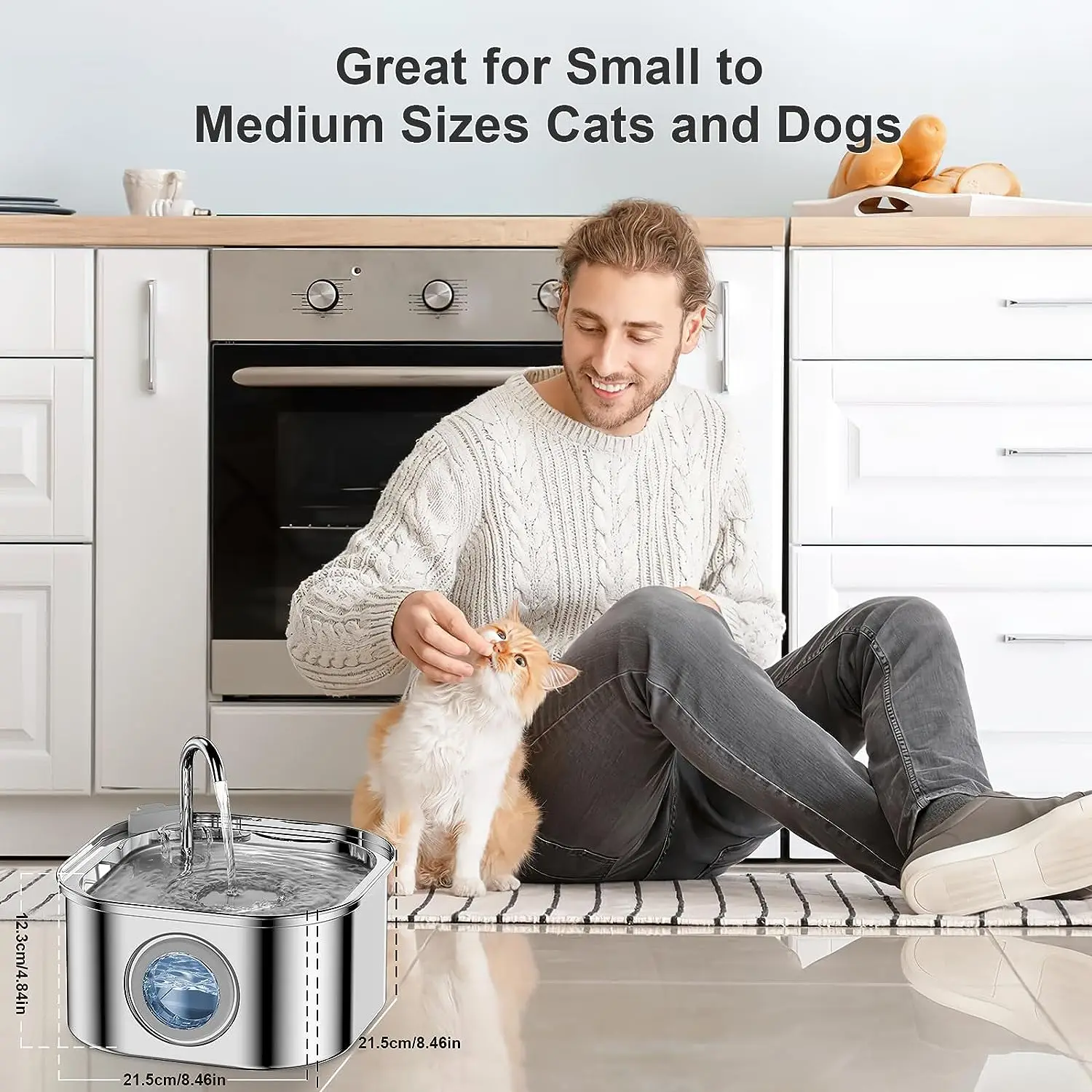 2023 новый фонтан для кошек 3 2л домашних животных из нержавеющей стали дозатор воды собак автоматический с окном