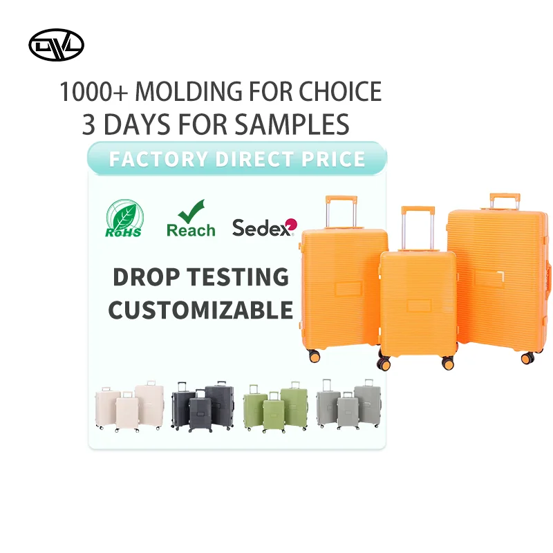 2025 New 3PC Dual Version PP Travel Luggage Set Modern Aluminum Frame TSA Lock System Scratch-Resistant Zipper for Resellers