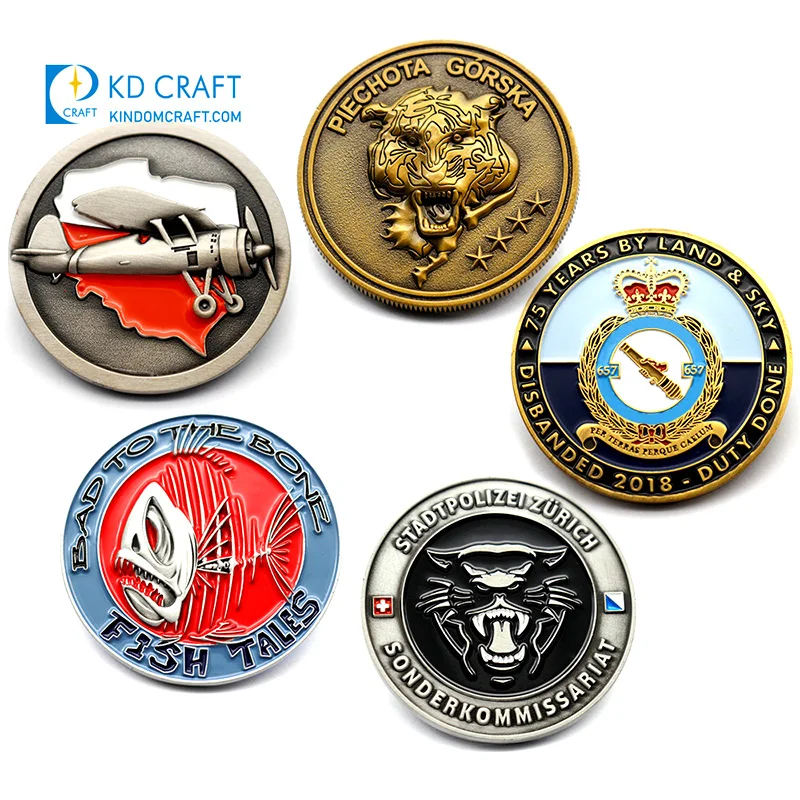 Cheap Metal Stamping 3d Enamel Customization Fantasy Custom Commemorative Challenge Coin with Wood Box
