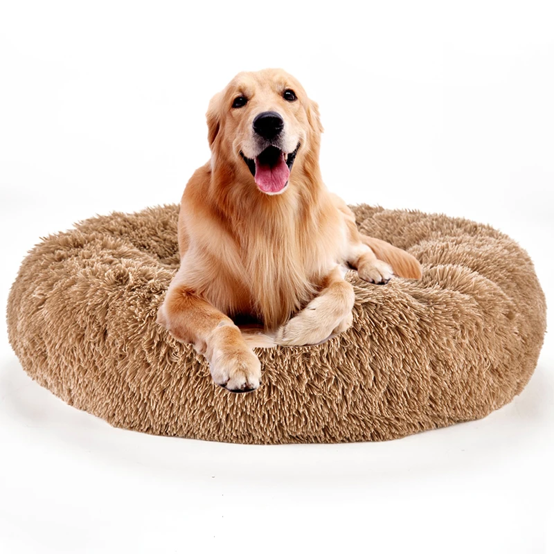 Dog products luxury chew proof modern washable outdoor anti anxiety portable donut plush cat pet dog beds