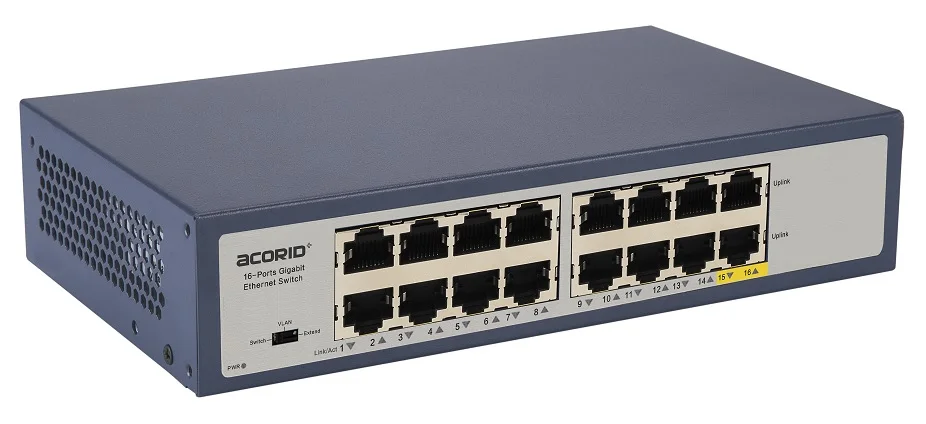 7 Inch 16 port full gigabit ethernet switch + 2 Uplink for Network Solutions