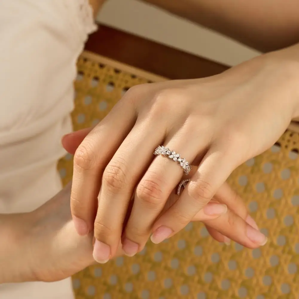 KAKODIY Elegant Small Flower Ring Jewelry for Women Wedding Engagement 925 Sterling Silver Ring detail 1
