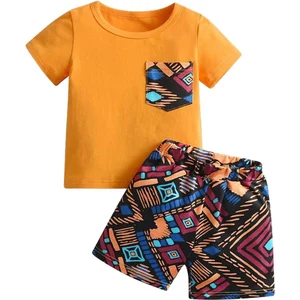 High Quality Kids Holiday Clothes Set Boy T-Shirt Shorts Cotton Casual Baby Clothes Set