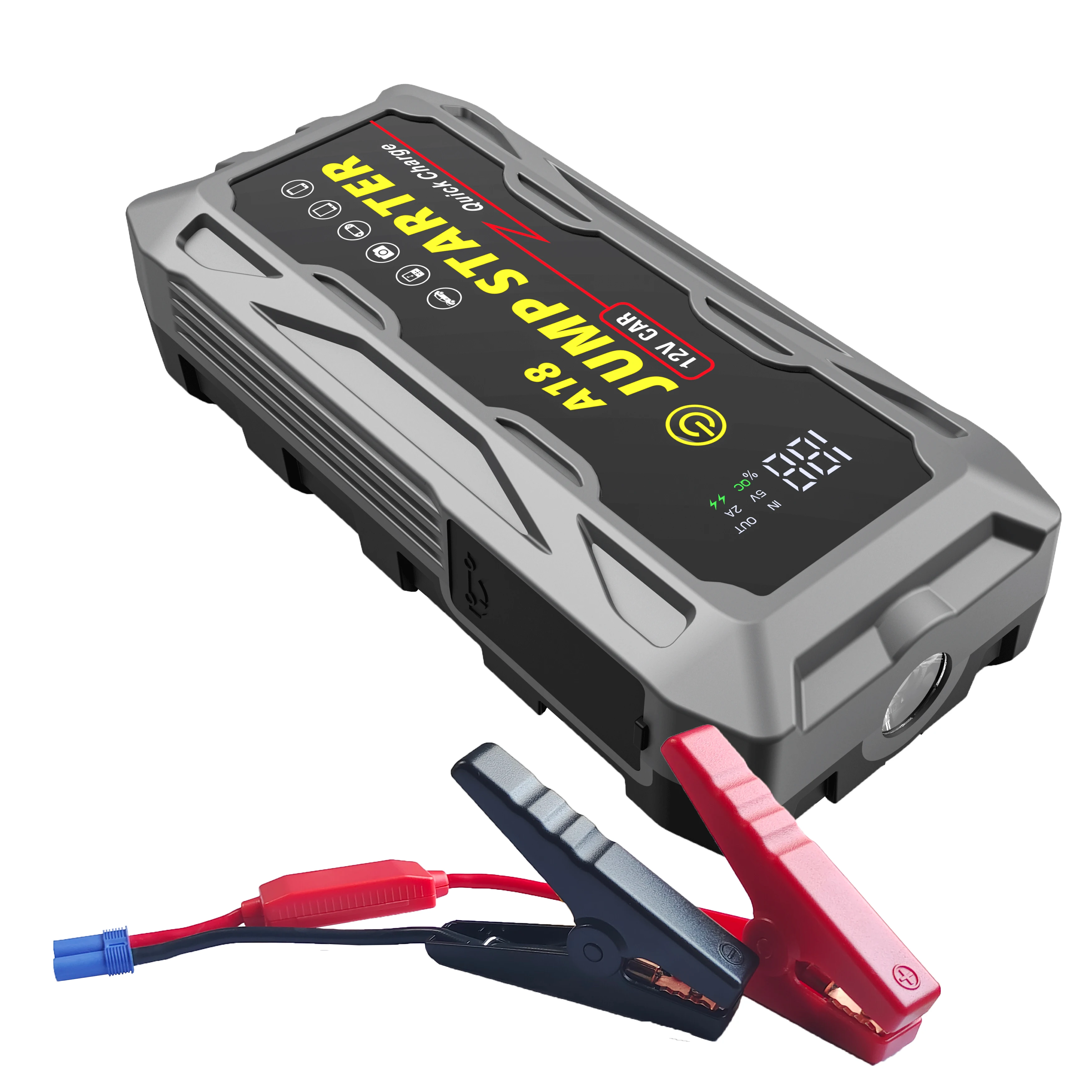 Rugged Geek 18000mah 1000A 12V portable powerbank jump starter with LCD car jump start