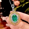 Bird's Nest cut Parra green pendant with chain