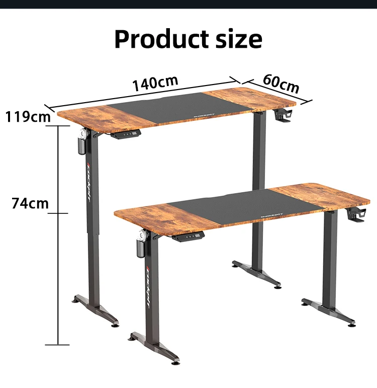 Icockpit Factory Price Home Office Sit Stand Desk Elegant Workspace Electric Height Adjustable Standing Desk with Black Frame