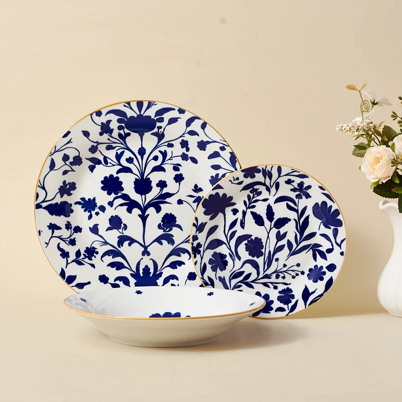 Simple Style Ceramic Tableware Set Embroidered Series Suitable for Households Hotels and Campsites - Wholesale Sales