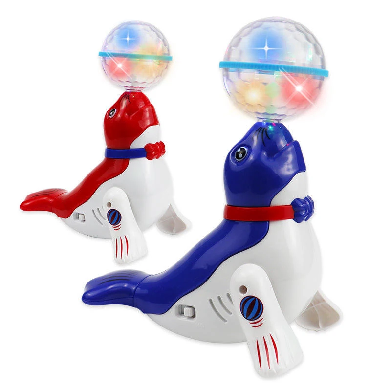 Novelty Light up Toys Children Electric Dancing Spinning Stunt Head Ball Lights Music Sea Lion