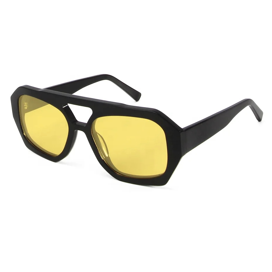 VEH Brand Designer High Quality Acetate Vintage Sunglasses Women Polarized Sun Glasses for Men Double Bridge Oculos Gafas De Sol