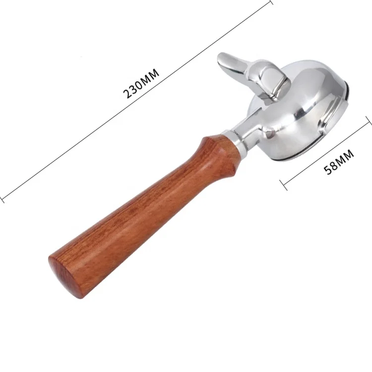 51mm 51mm 58mm single spout stainless steel espresso coffee portafilter with wooden handle