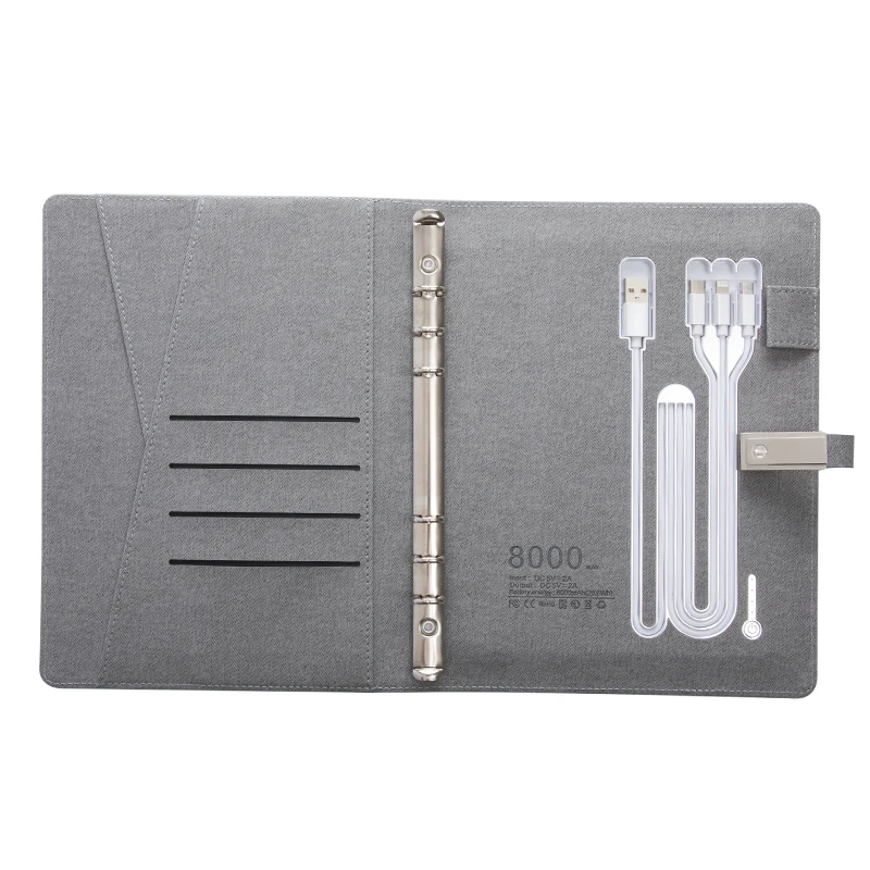 New Arrive Ideas Notepad Softcover  Fingerprint Notebook With Power Bank Rechargeable and Metal Pen