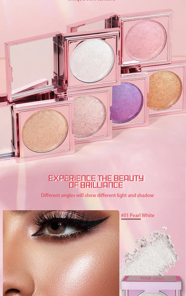 Hot Pressed Powder Vegan Bronzer Highlighter Custom Logo Bright Makeup