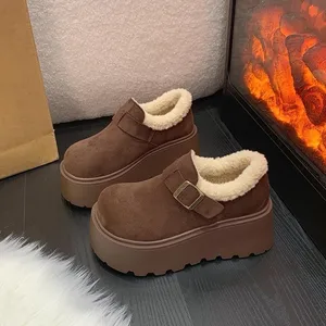 2026 Comfortable Casual Round Toe Knee-High Chunky Heel Deep-V High Heel One-Piece Thickened Foreign Hot Style Women's Shoes