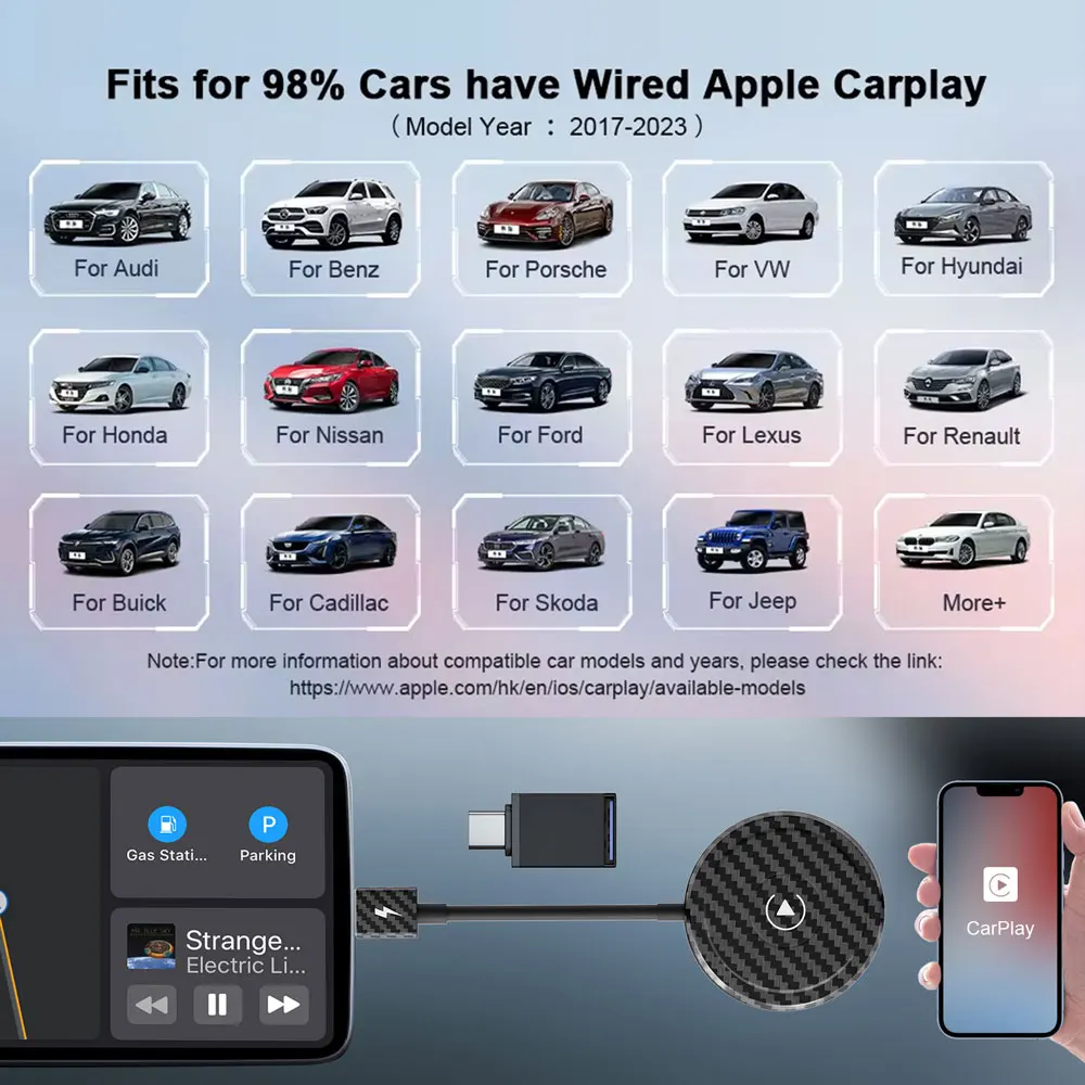 Wired To Wireless Carplay For Apple Iphone 15 14 13 12 11 Plus Pro Max Adapter Dongle Portable Universal Zjq07 Laudtec factory