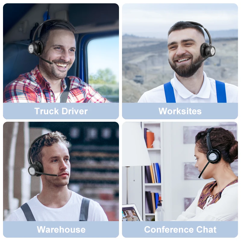 Cuffie Bluetooth Con Microfono - Cancellazione Rumore Per Camionisti, Ufficio E Call Center - Foto 5