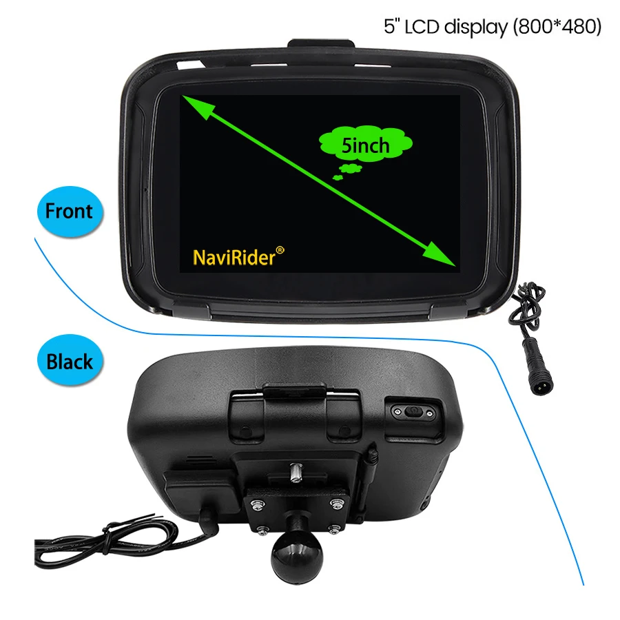 5Inch Touch Screen Portable Motorcycle LCD Display IPX7 Waterproof Monitor for Wireless Apple Carplay Moto  Android Auto GPS